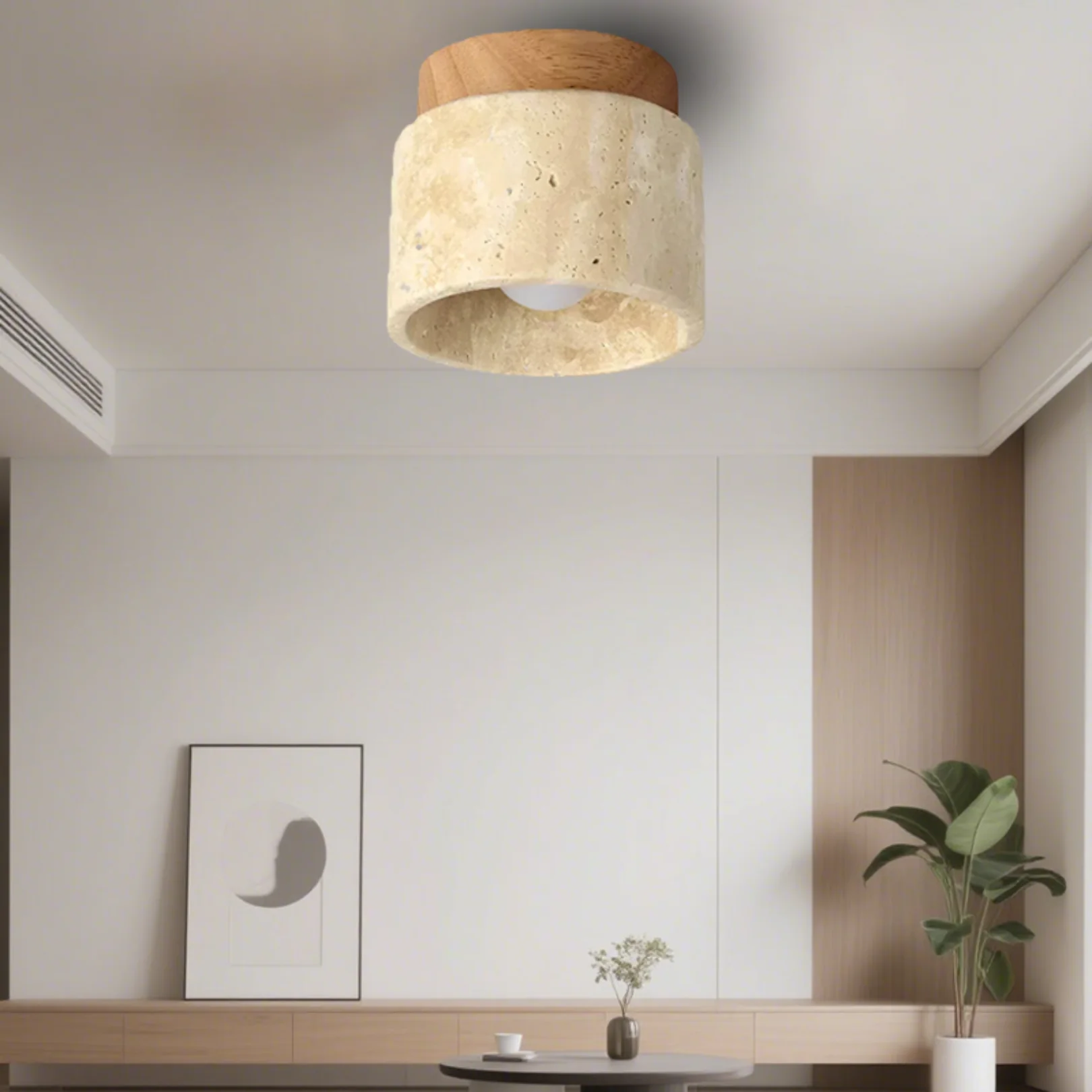 Modern Stone Ceiling Light - Travertine Flush Mount - Image 10