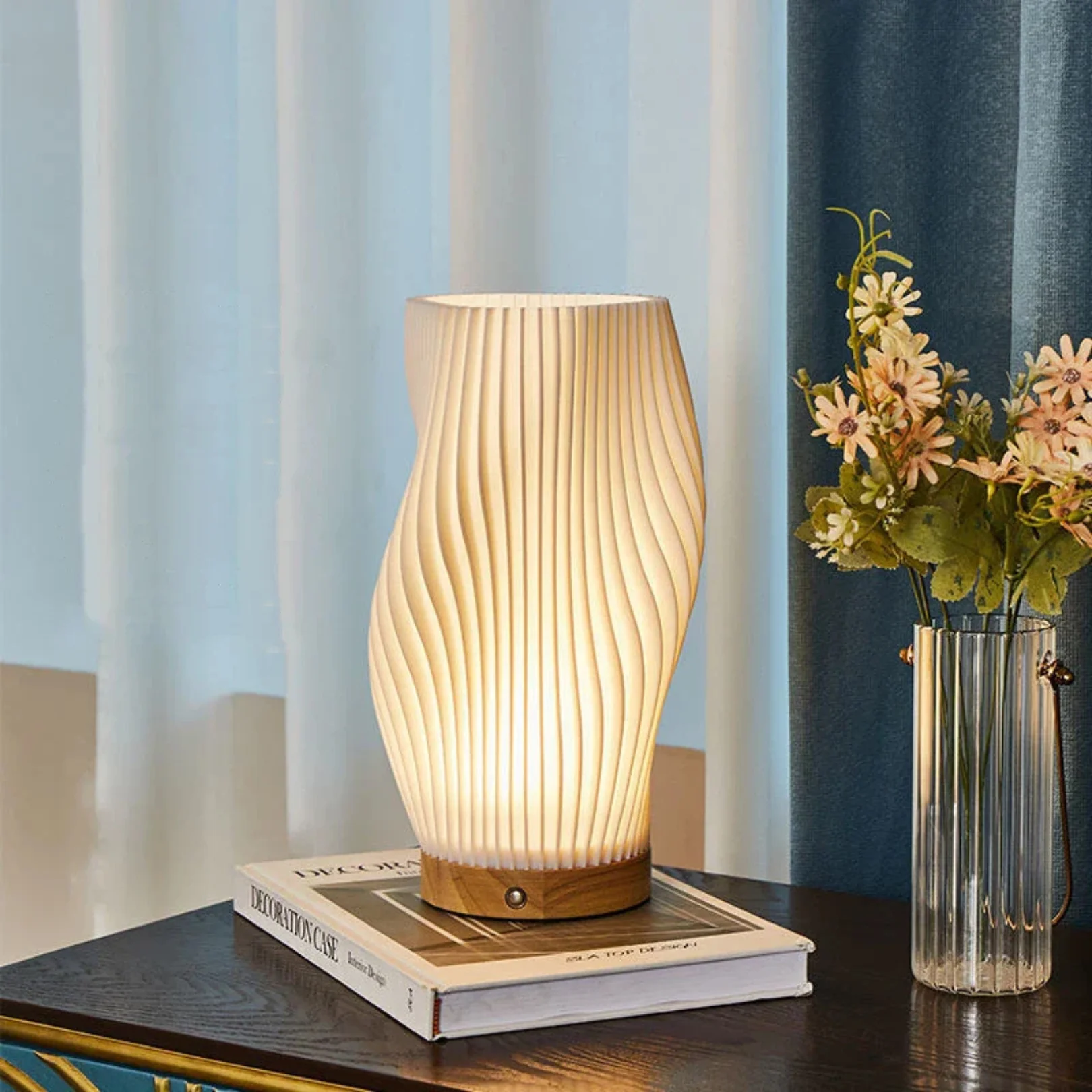 Modern Textured Bedside Vase Lamp - Image 15