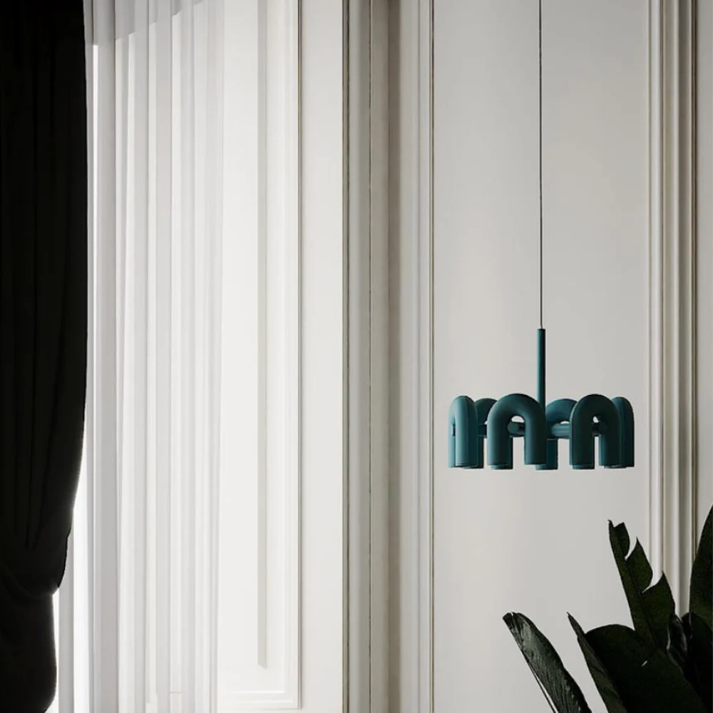 Modern U-Shaped Modular Chandelier - Sculptural Arch Tubular Pendant Light - Image 13
