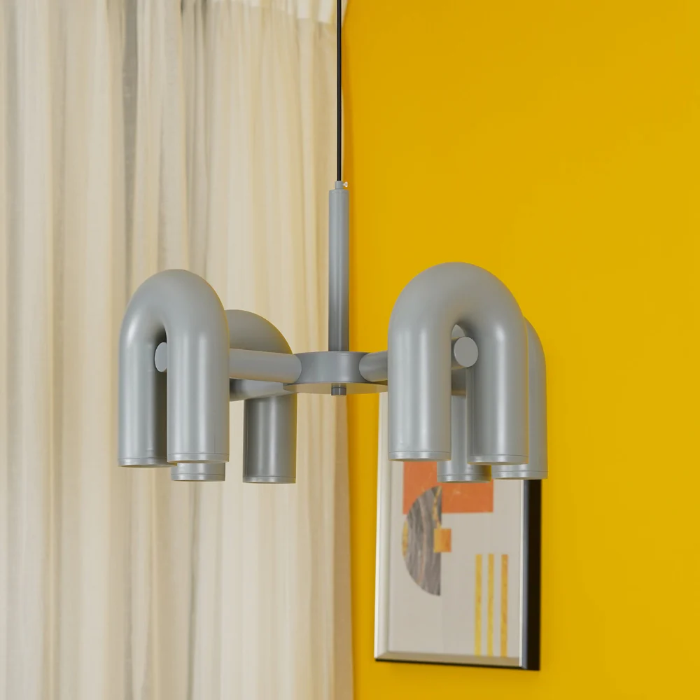 Modern U-Shaped Modular Chandelier - Sculptural Arch Tubular Pendant Light - Image 24