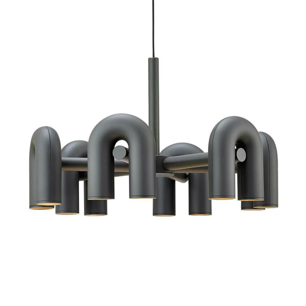 Modern U-Shaped Modular Chandelier - Sculptural Arch Tubular Pendant Light - Image 34