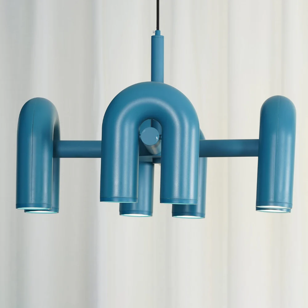 Modern U-Shaped Modular Chandelier - Sculptural Arch Tubular Pendant Light - Image 43