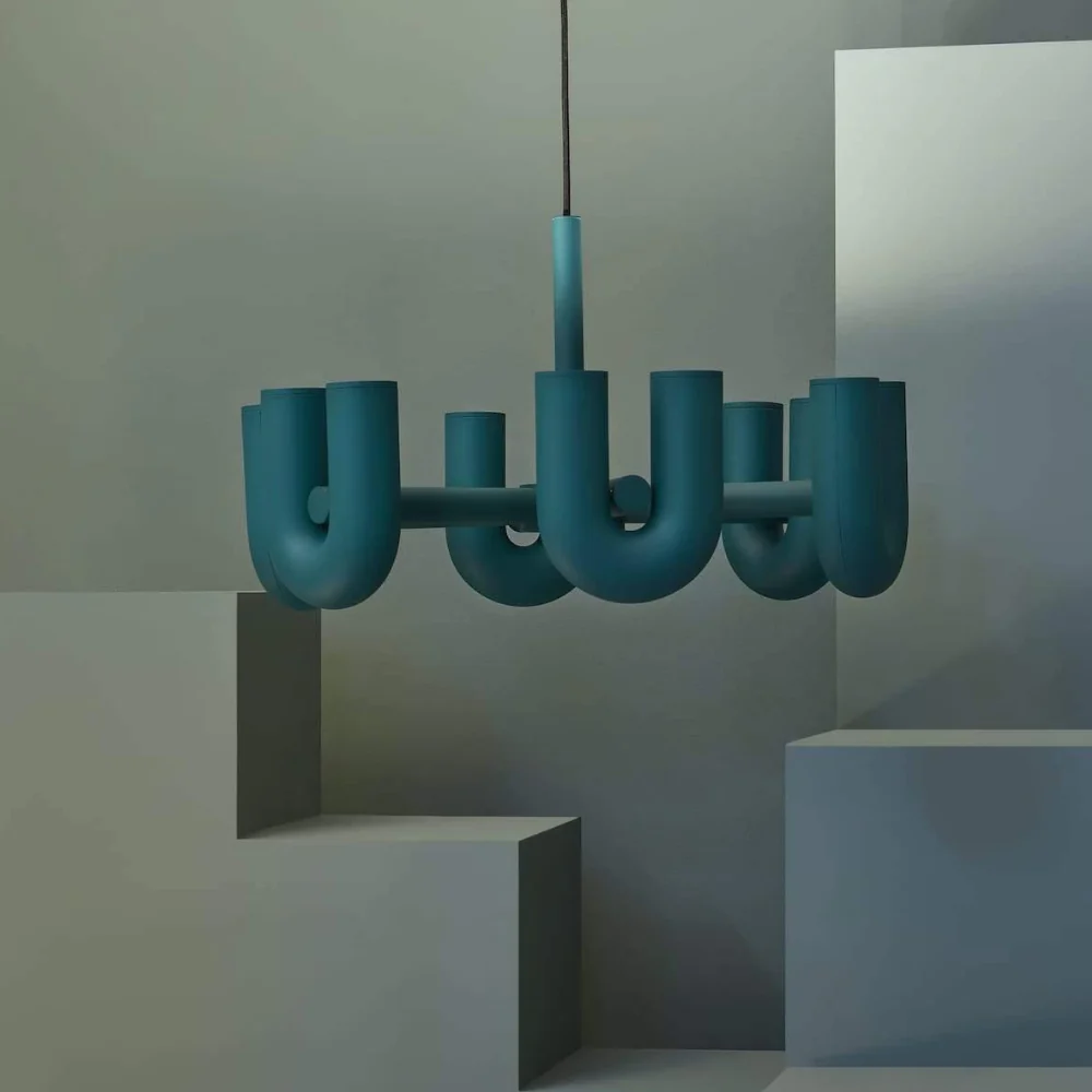 Modern U-Shaped Modular Chandelier - Sculptural Arch Tubular Pendant Light - Image 44
