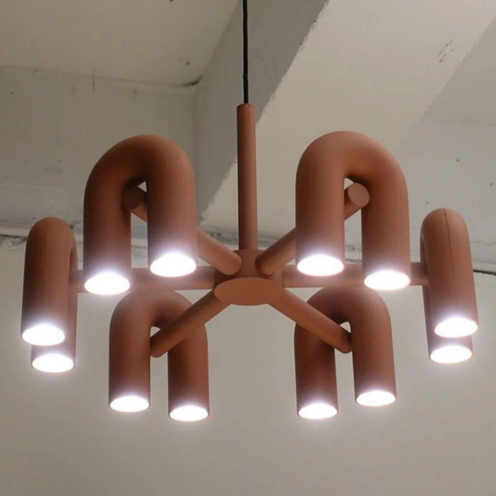 Modern U-Shaped Modular Chandelier - Sculptural Arch Tubular Pendant Light - Image 47