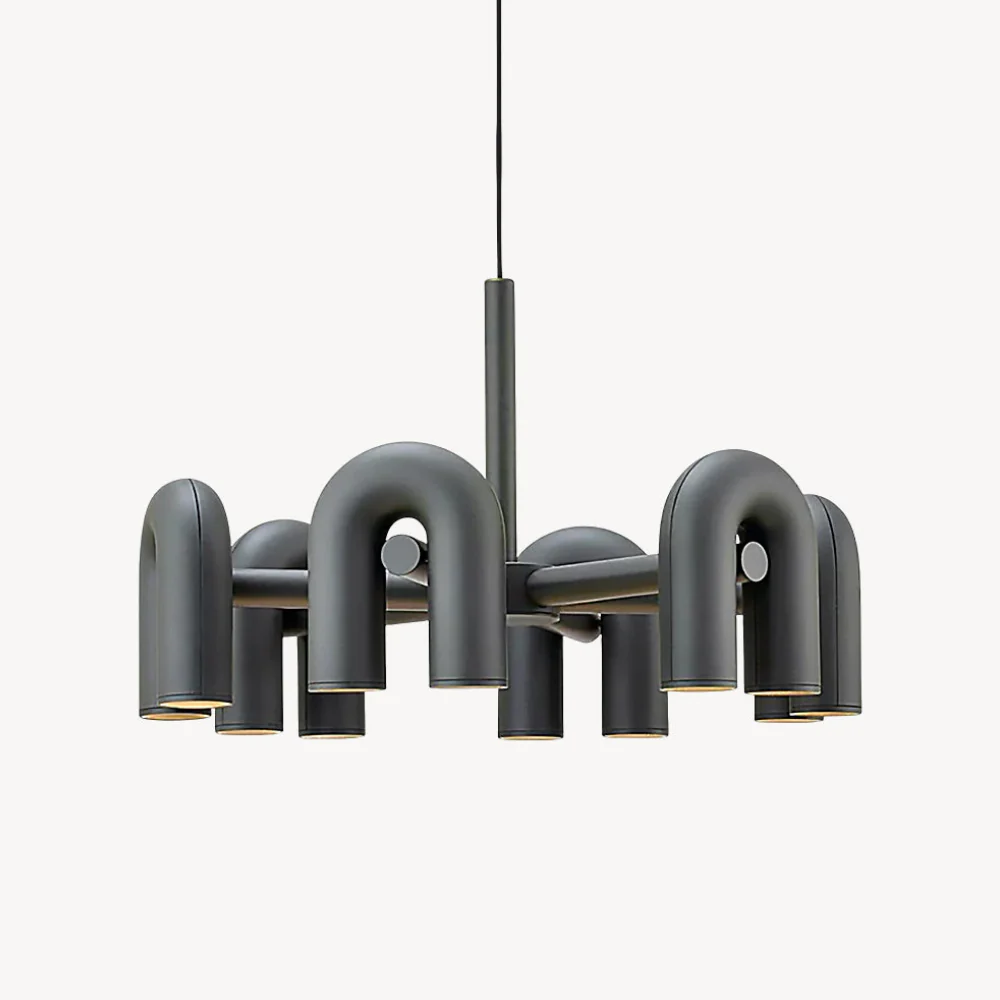 Modern U-Shaped Modular Chandelier - Sculptural Arch Tubular Pendant Light - Image 48