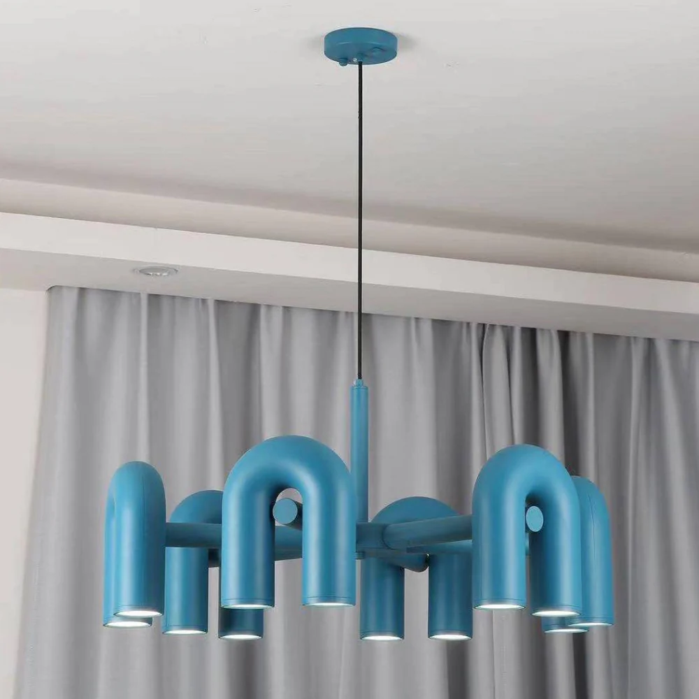 Modern U-Shaped Modular Chandelier - Sculptural Arch Tubular Pendant Light - Image 55