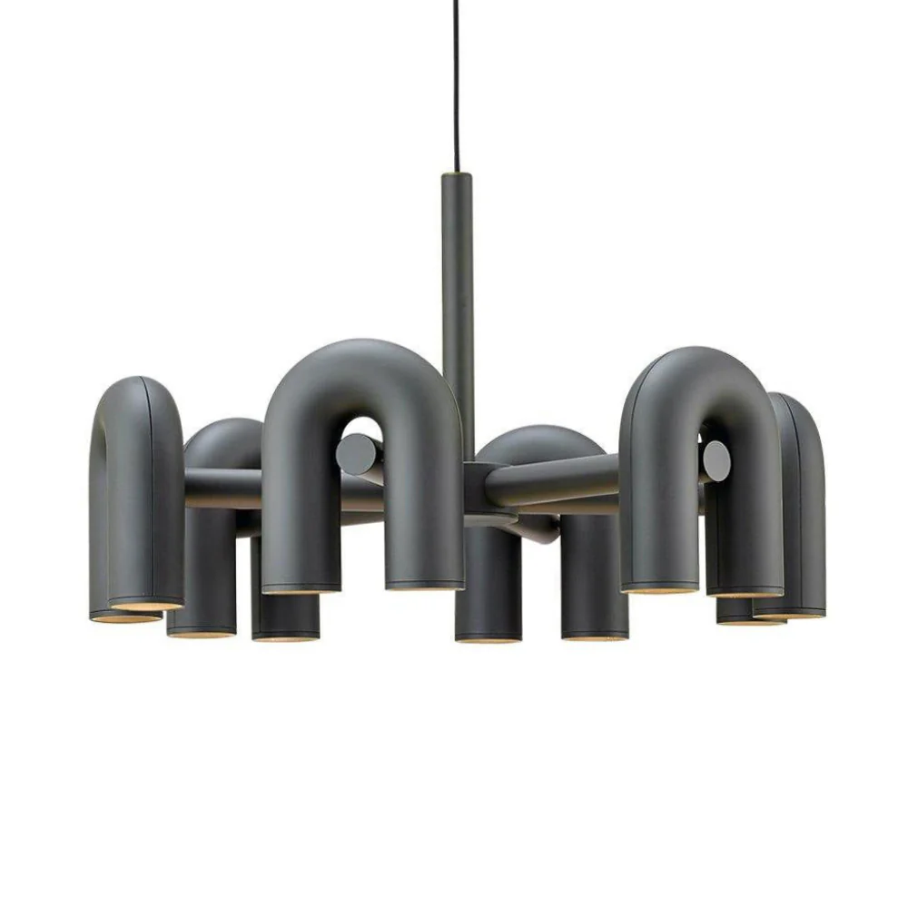 Modern U-Shaped Modular Chandelier - Sculptural Arch Tubular Pendant Light - Image 56