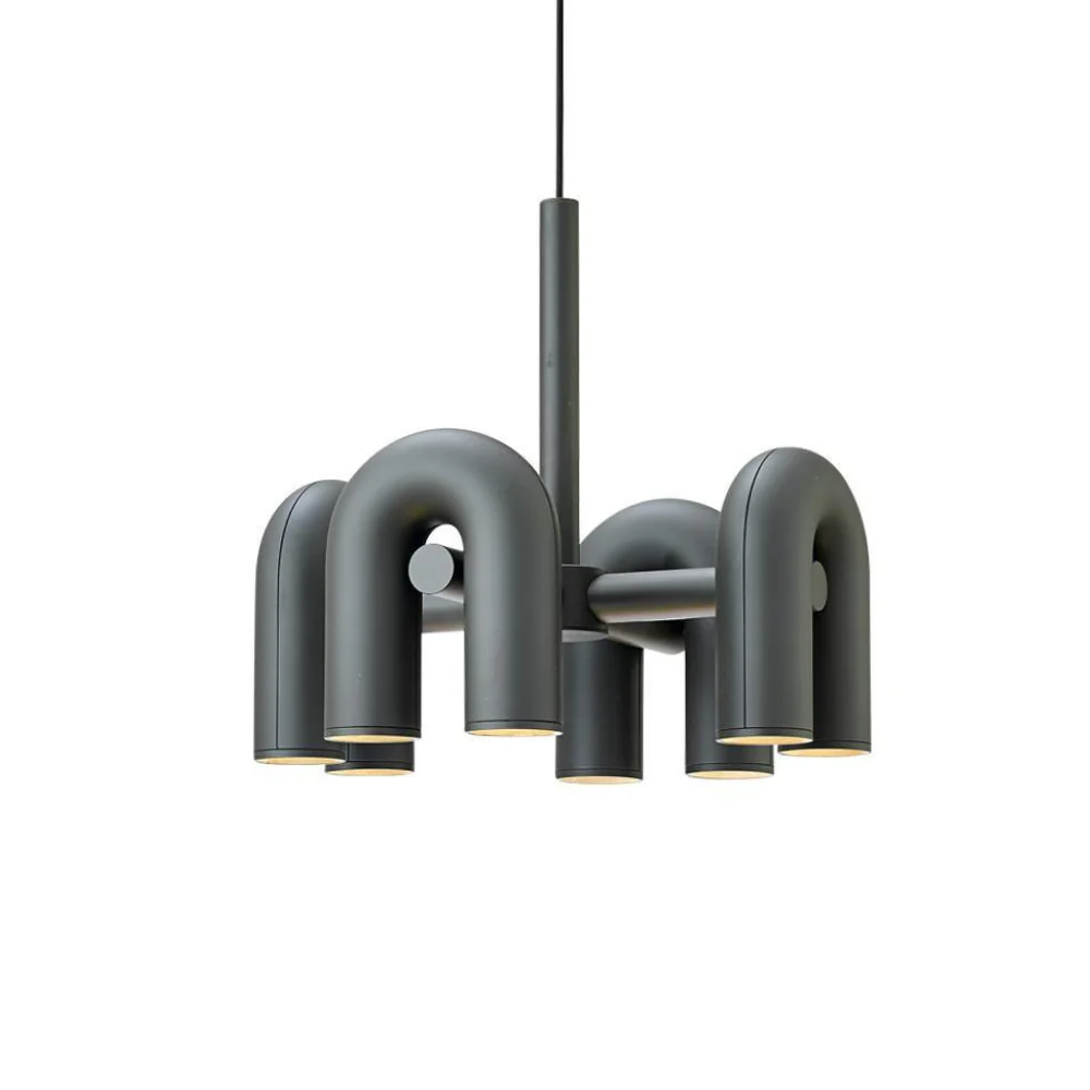 Modern U-Shaped Modular Chandelier - Sculptural Arch Tubular Pendant Light - Image 61