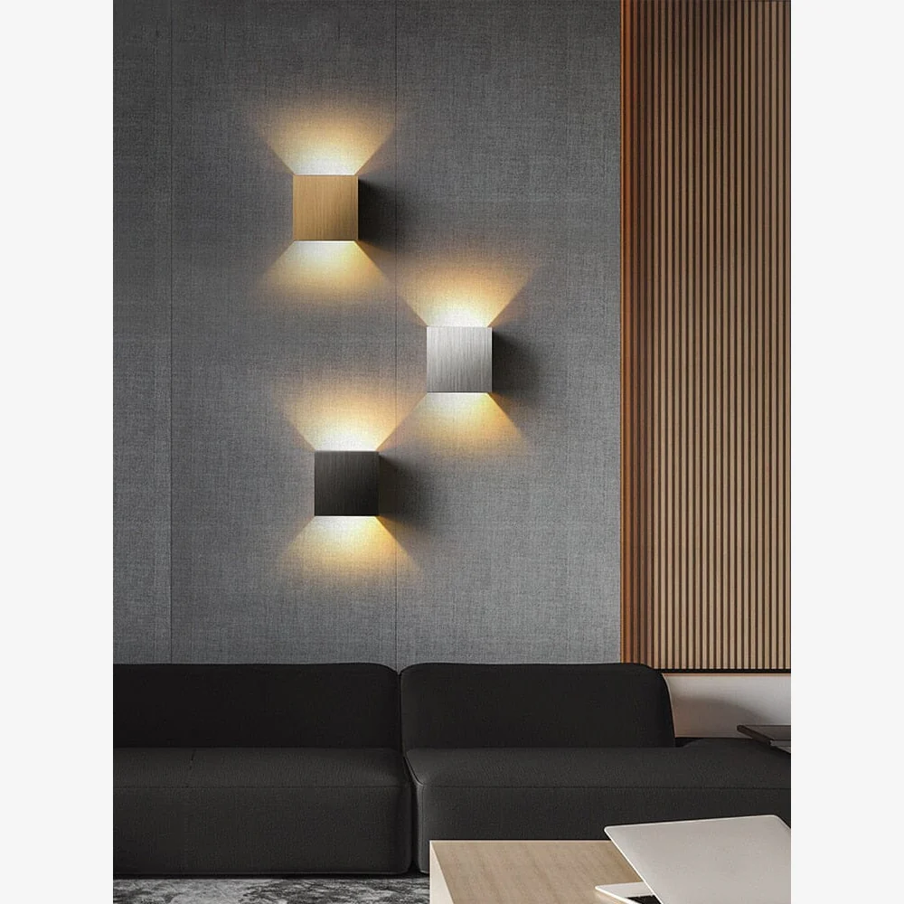 Modern Up and Down Cube Wall Sconce - Brushed Aluminum Geometric Light - Image 9