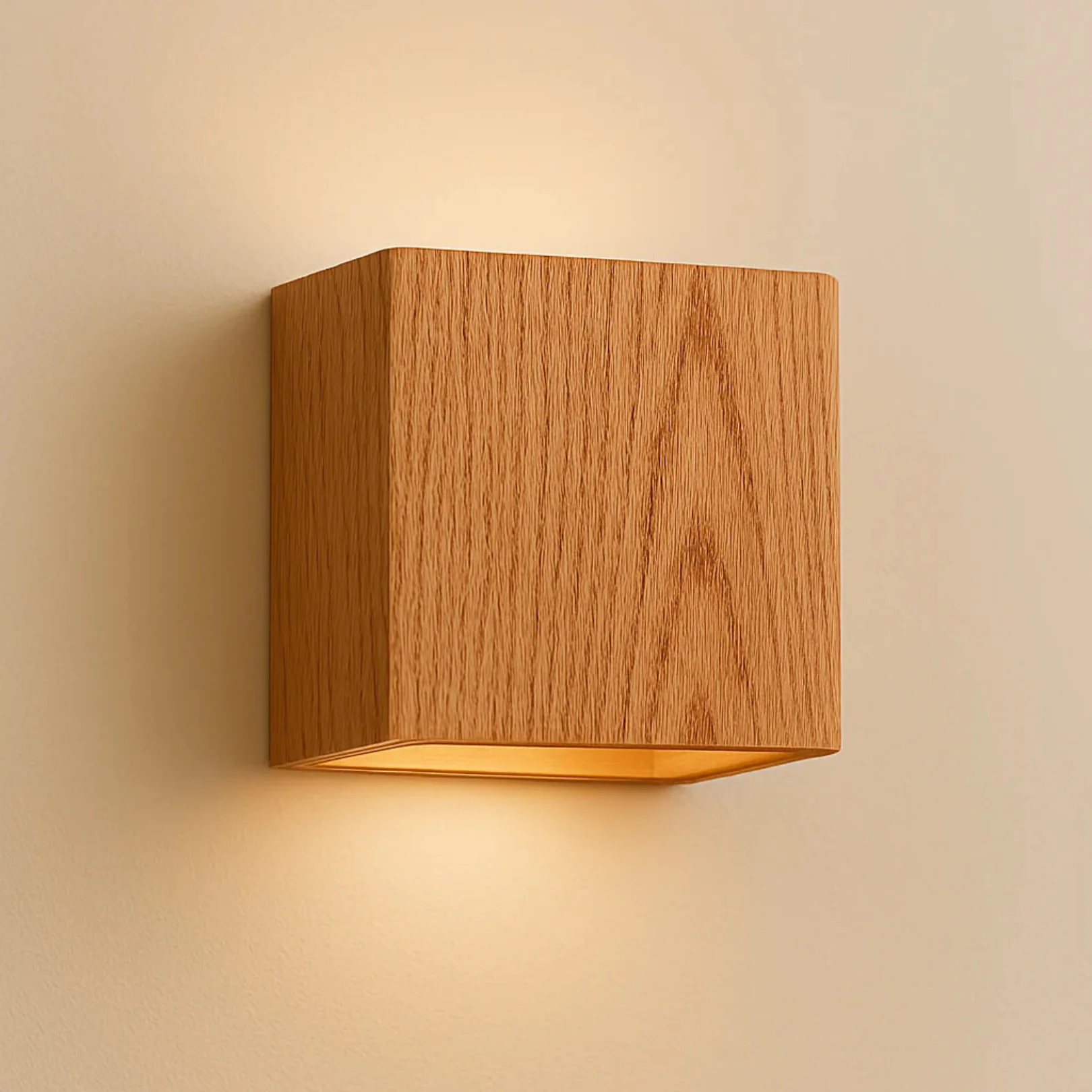 Modern Wood-Texture Cube Wall Light - Image 7