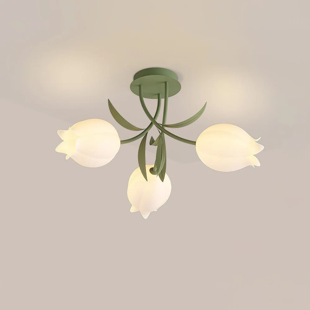 Multi Head Floral Ceiling Fixture with Acrylic Shades - Modern Farmhouse - Image 20