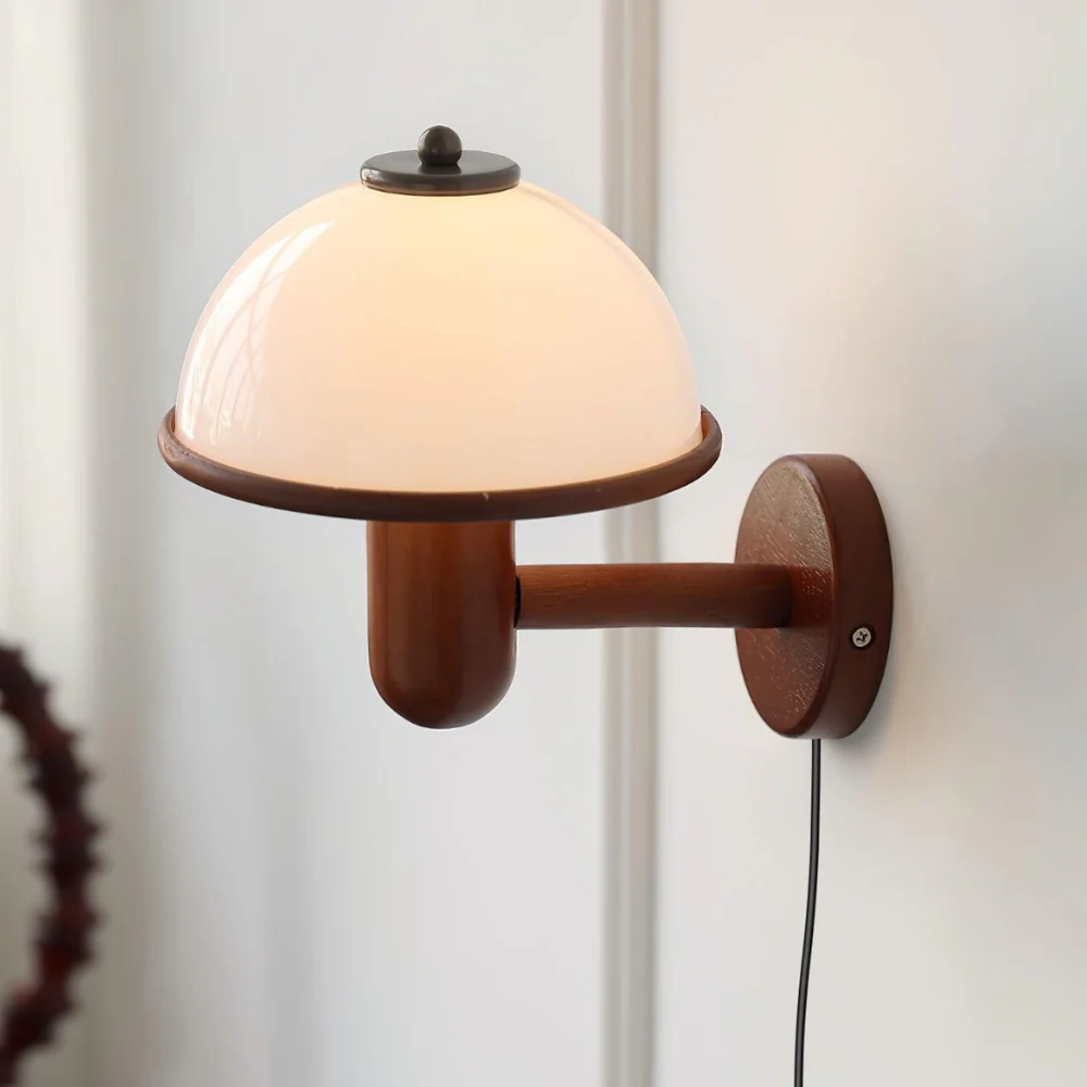Mushroom Wall Sconce with Oak Wood Base - Mid Century Scandinavian - Image 10