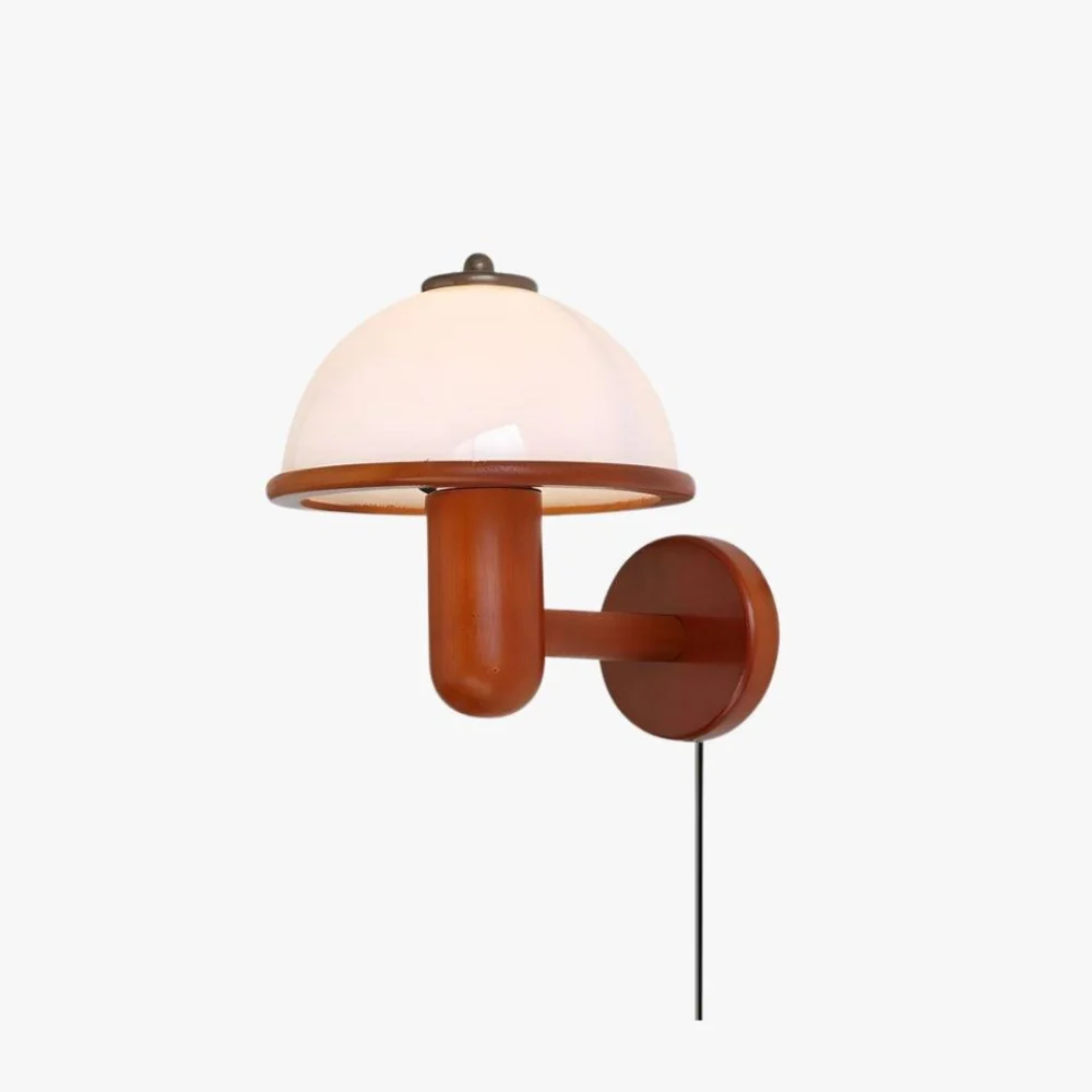 Mushroom Wall Sconce with Oak Wood Base - Mid Century Scandinavian - Image 4