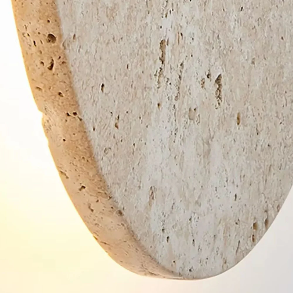 Natural Travertine Backlit Wall Sconce - Modern Stone Eclipse Halo Light - Image 14