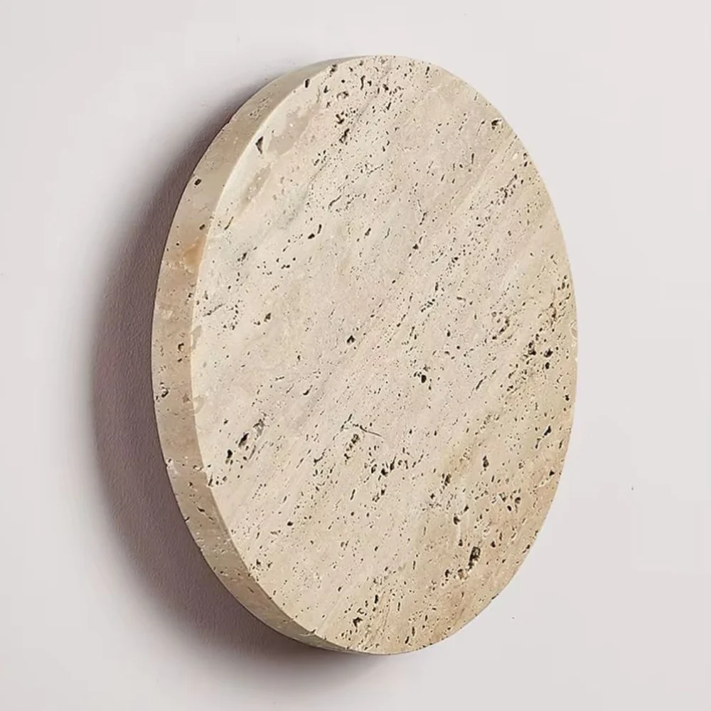 Natural Travertine Backlit Wall Sconce - Modern Stone Eclipse Halo Light - Image 7