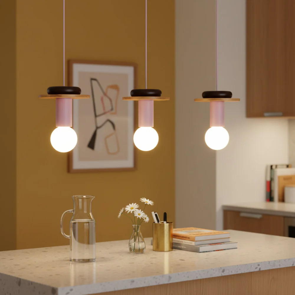 Nordic Geometric Wood Pendant Light - Modern Hand-Turned Orbital Hanging Lamp - Image 19