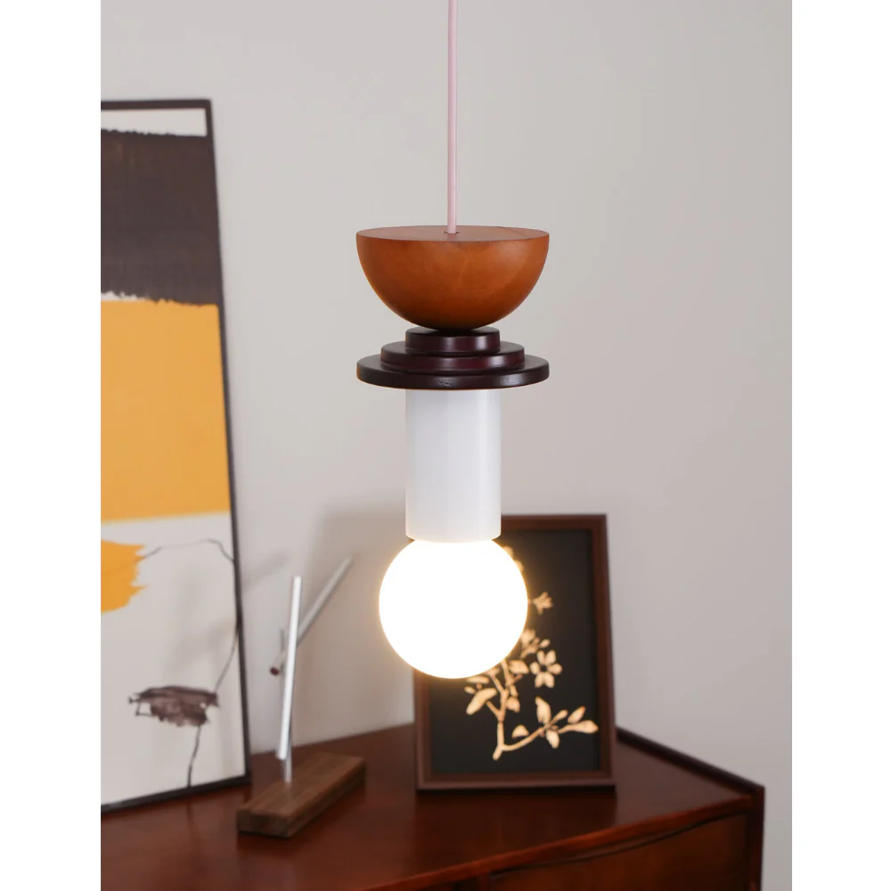 Nordic Geometric Wood Pendant Light - Modern Hand-Turned Orbital Hanging Lamp - Image 33
