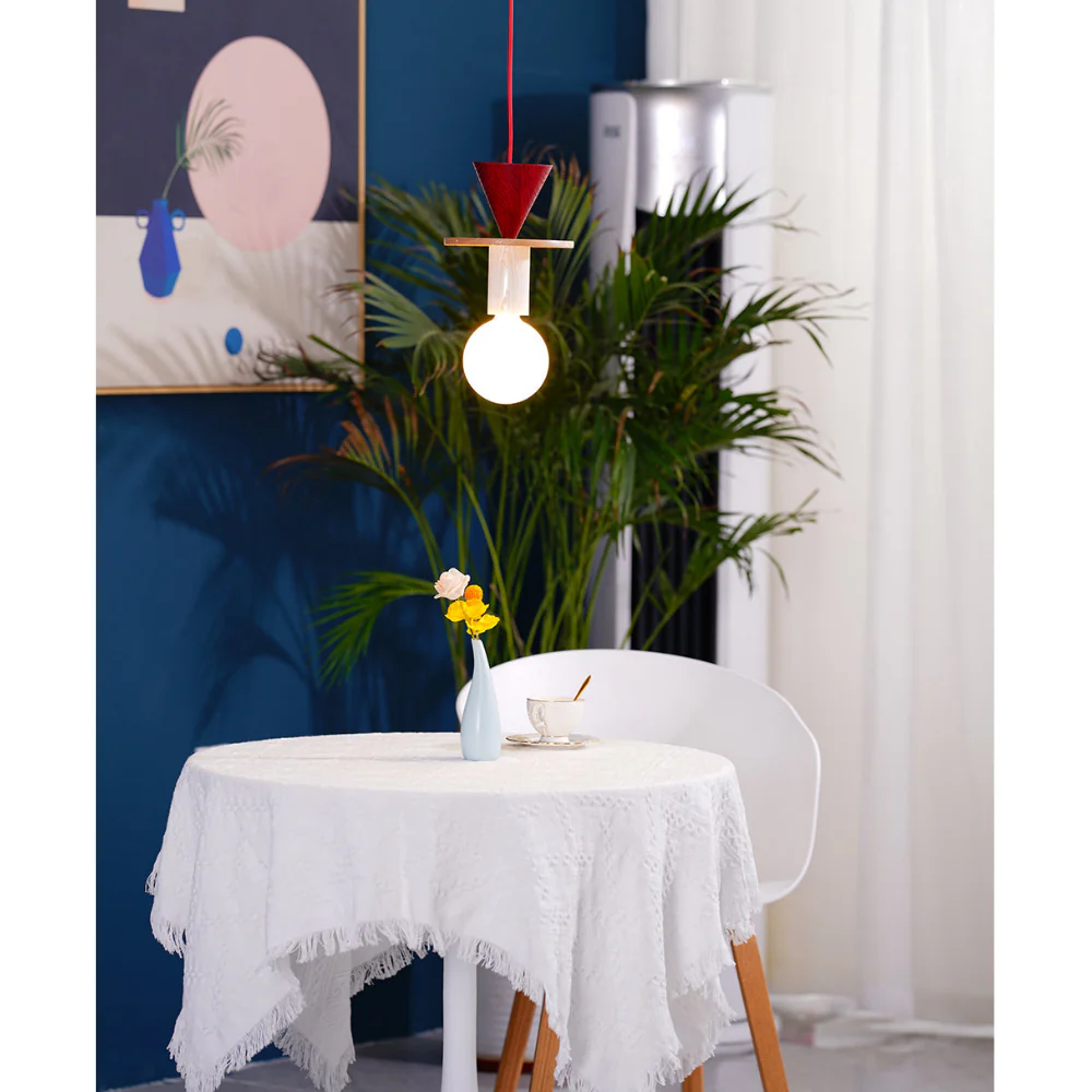 Nordic Geometric Wood Pendant Light - Modern Hand-Turned Orbital Hanging Lamp - Image 5