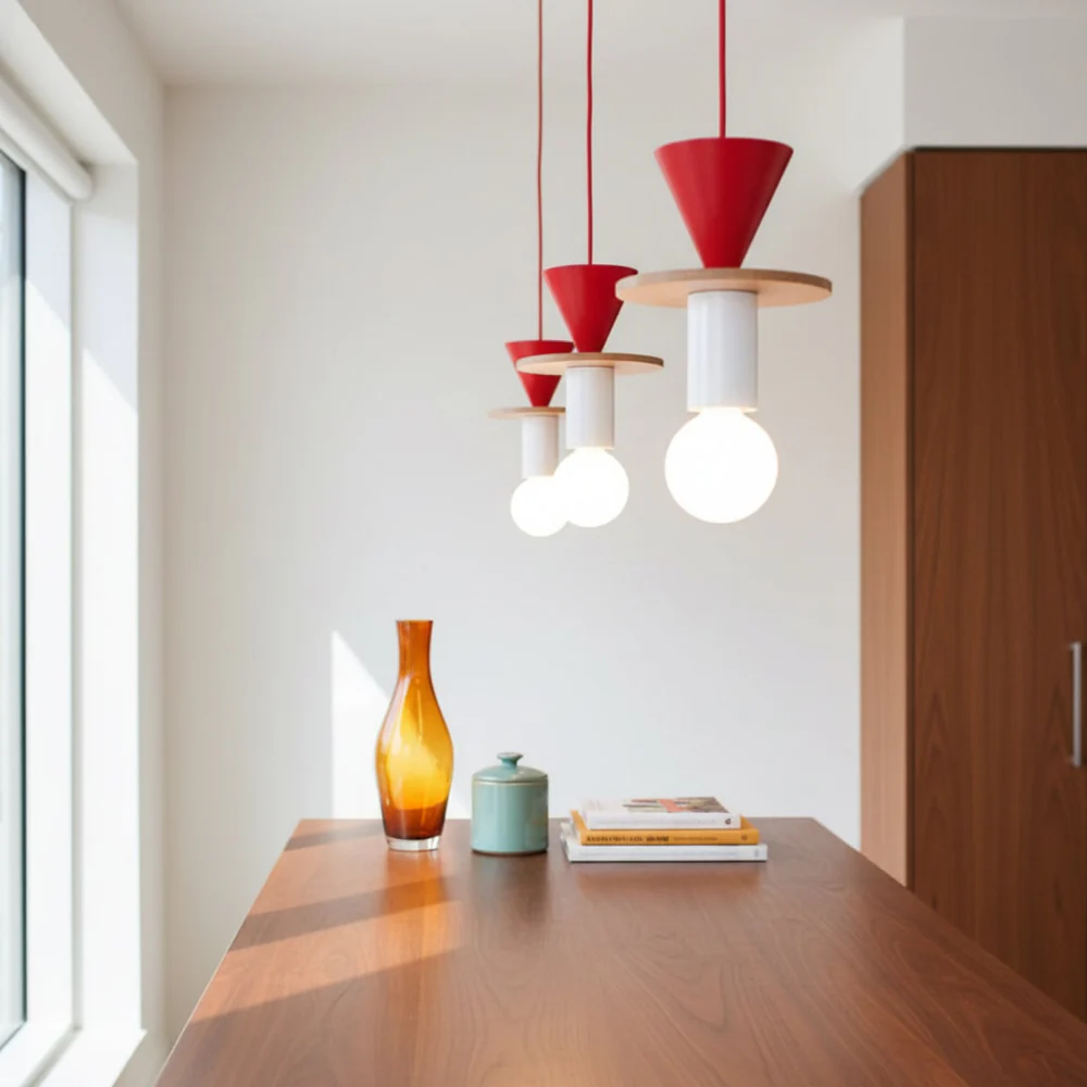 Nordic Geometric Wood Pendant Light - Modern Hand-Turned Orbital Hanging Lamp - Image 6
