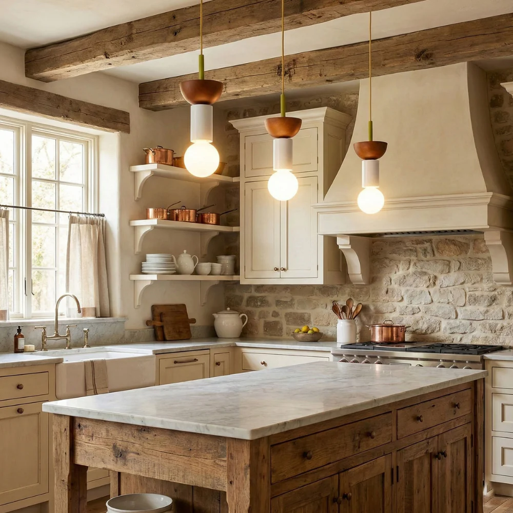 Nordic Geometric Wood Pendant Light - Modern Hand-Turned Orbital Hanging Lamp - Image 7