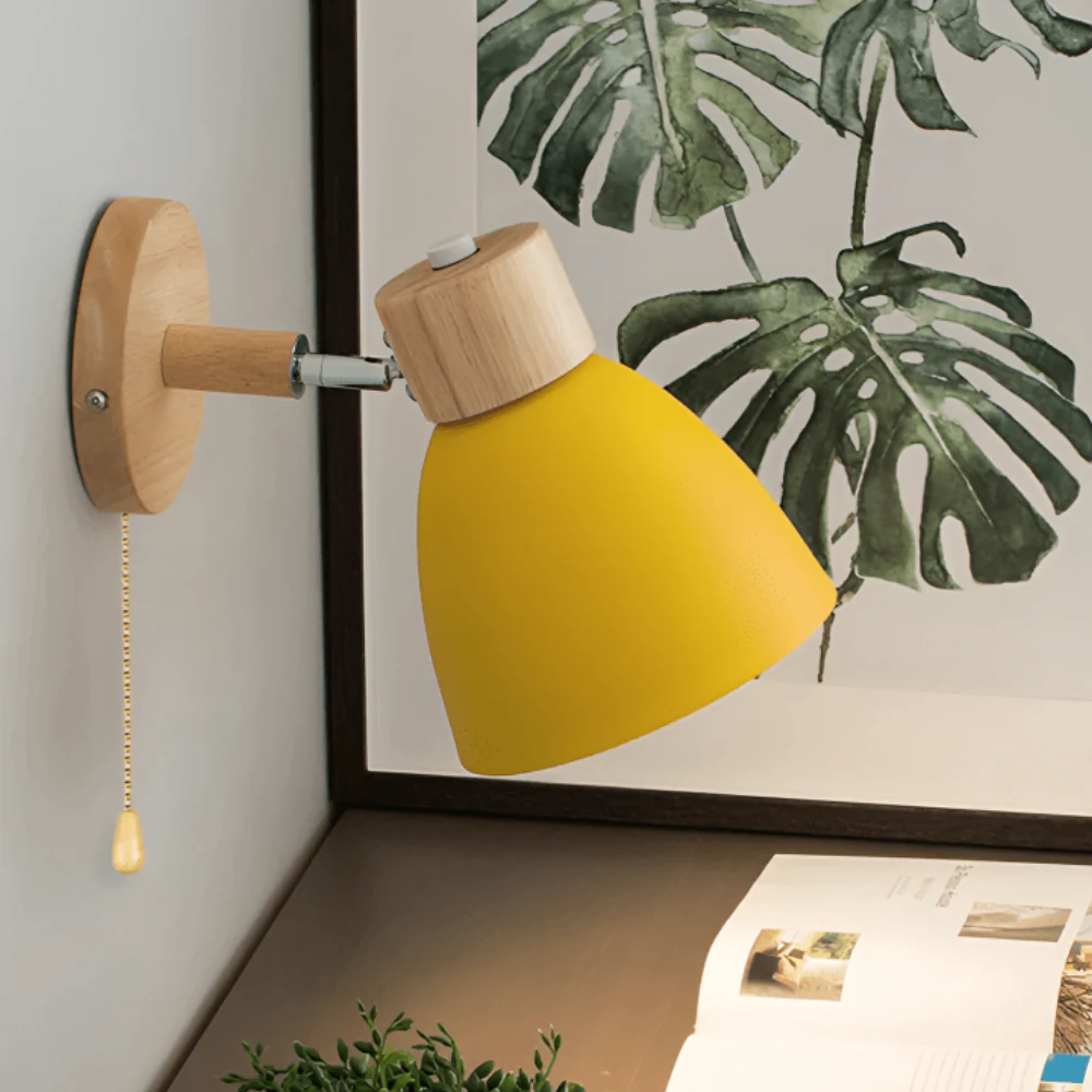 Nordic Matte Wall Sconce with Natural Wood - Modern Pivoting Task Light - Image 6