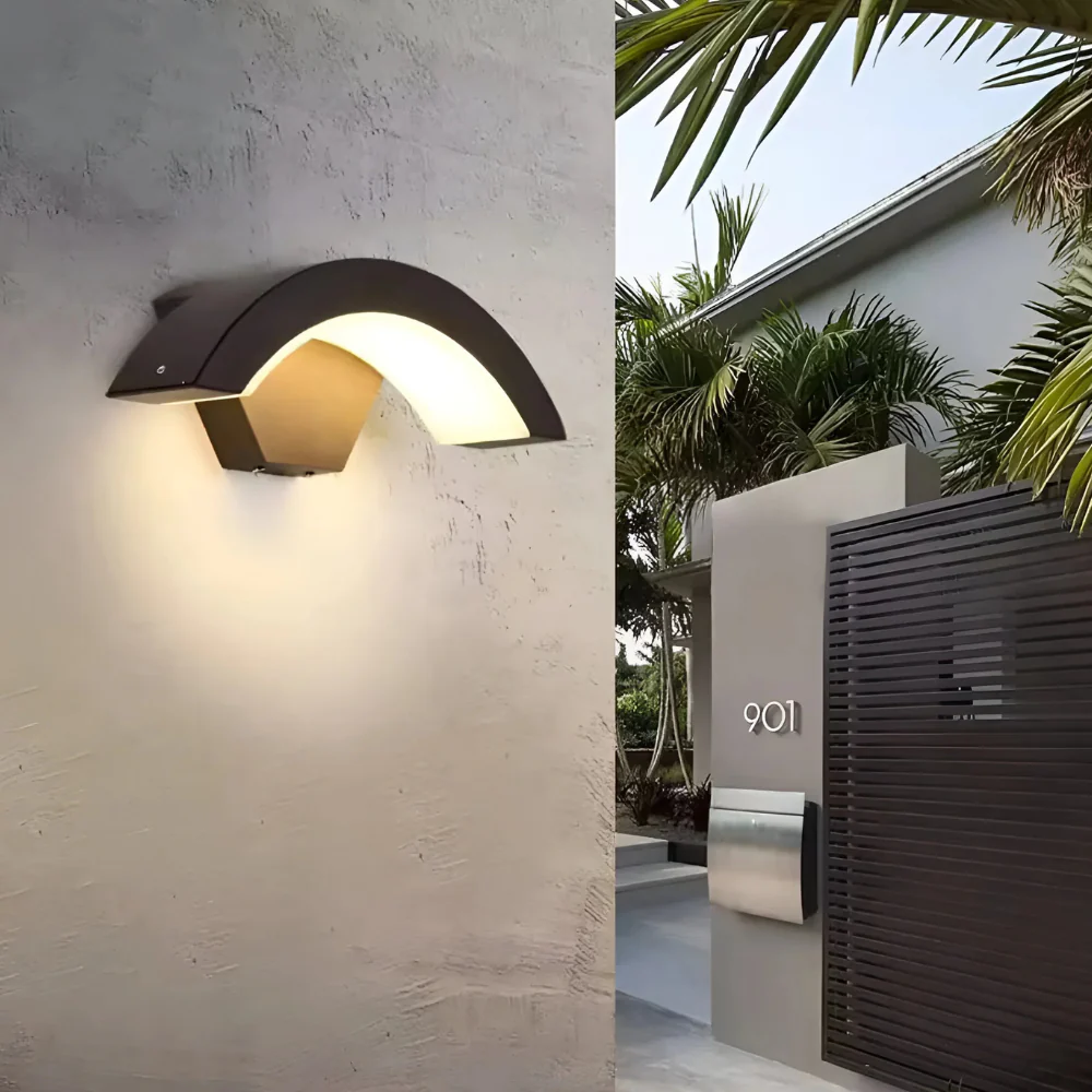 Outdoor Wall Light with Motion Sensor - Arched Modern Design - Image 5