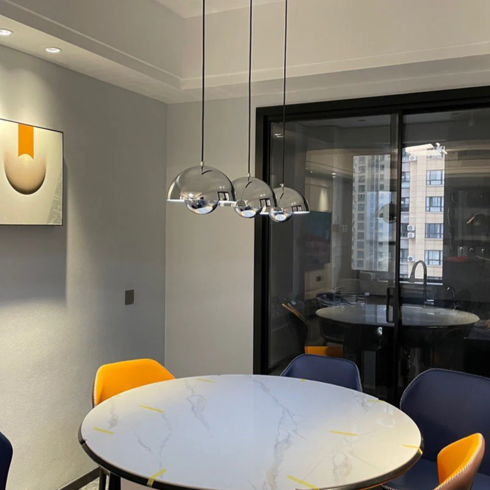 Pendant Light with Nested Dome Metal Shades - Mid Century Modern Retro - Image 7
