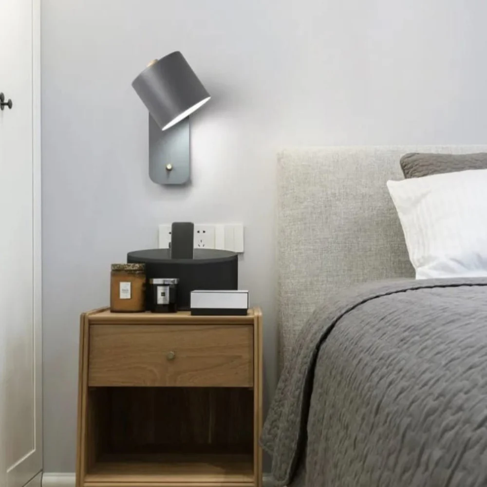 Pivoting Nordic Wall Sconce with Wood Accent - Adjustable Directional Reading Light - Image 6