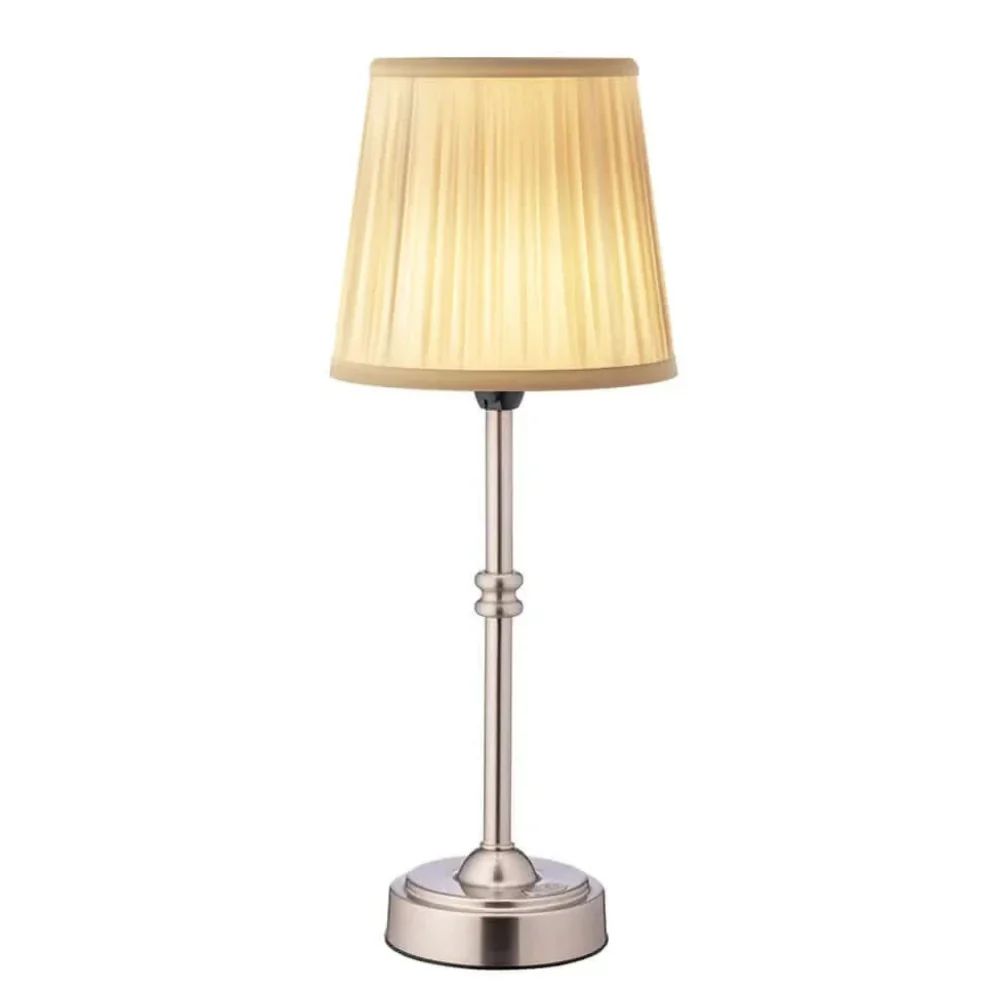 Rechargeable Cordless Table Lamp with Fabric Shade - Portable Stepless Dimming Light - Image 8
