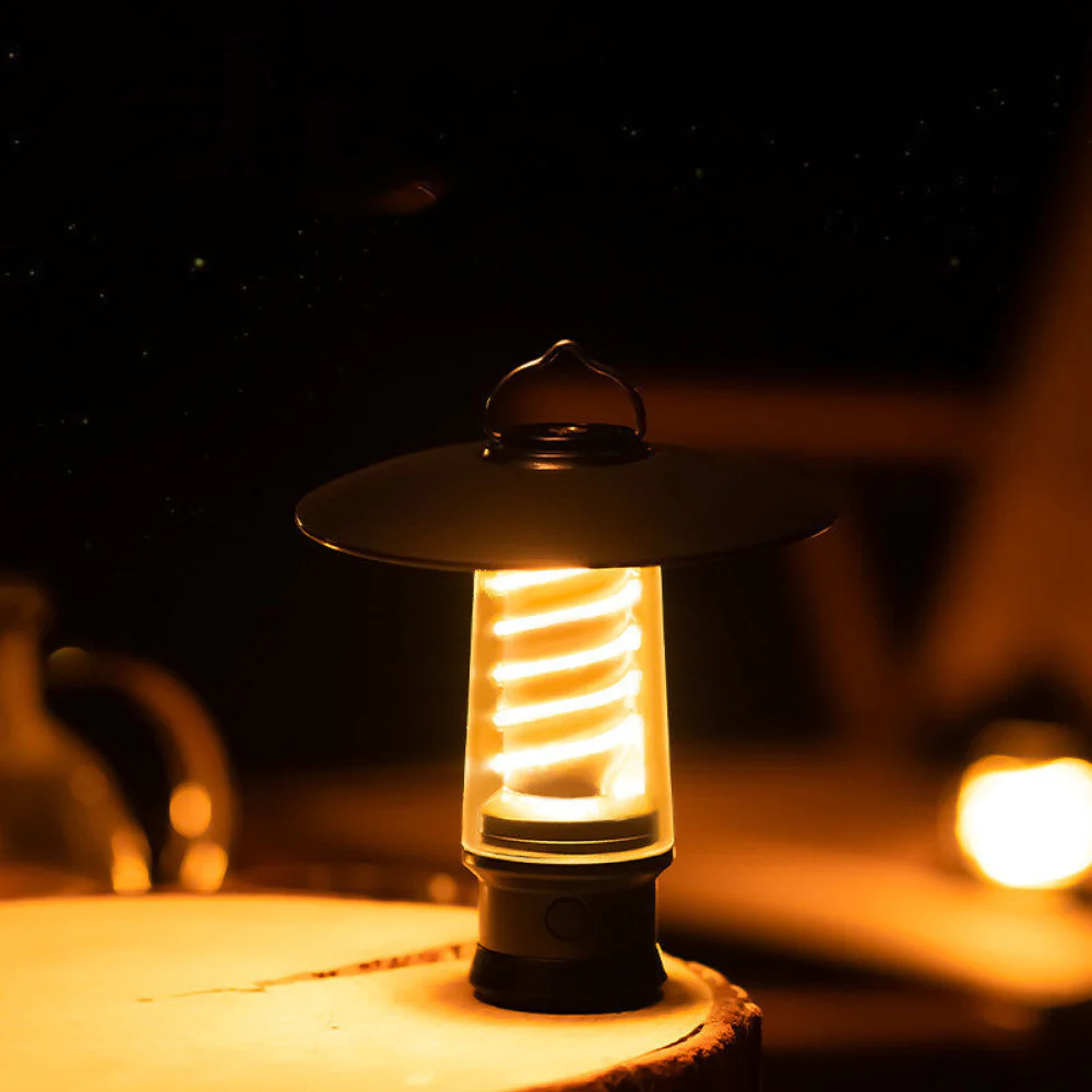Rechargeable Outdoor Lantern with Warm Glow Coil - Metal Hanging Hook and Stand - Image 2