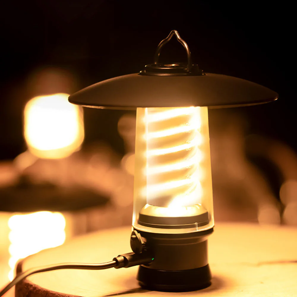 Rechargeable Outdoor Lantern with Warm Glow Coil - Metal Hanging Hook and Stand - Image 4