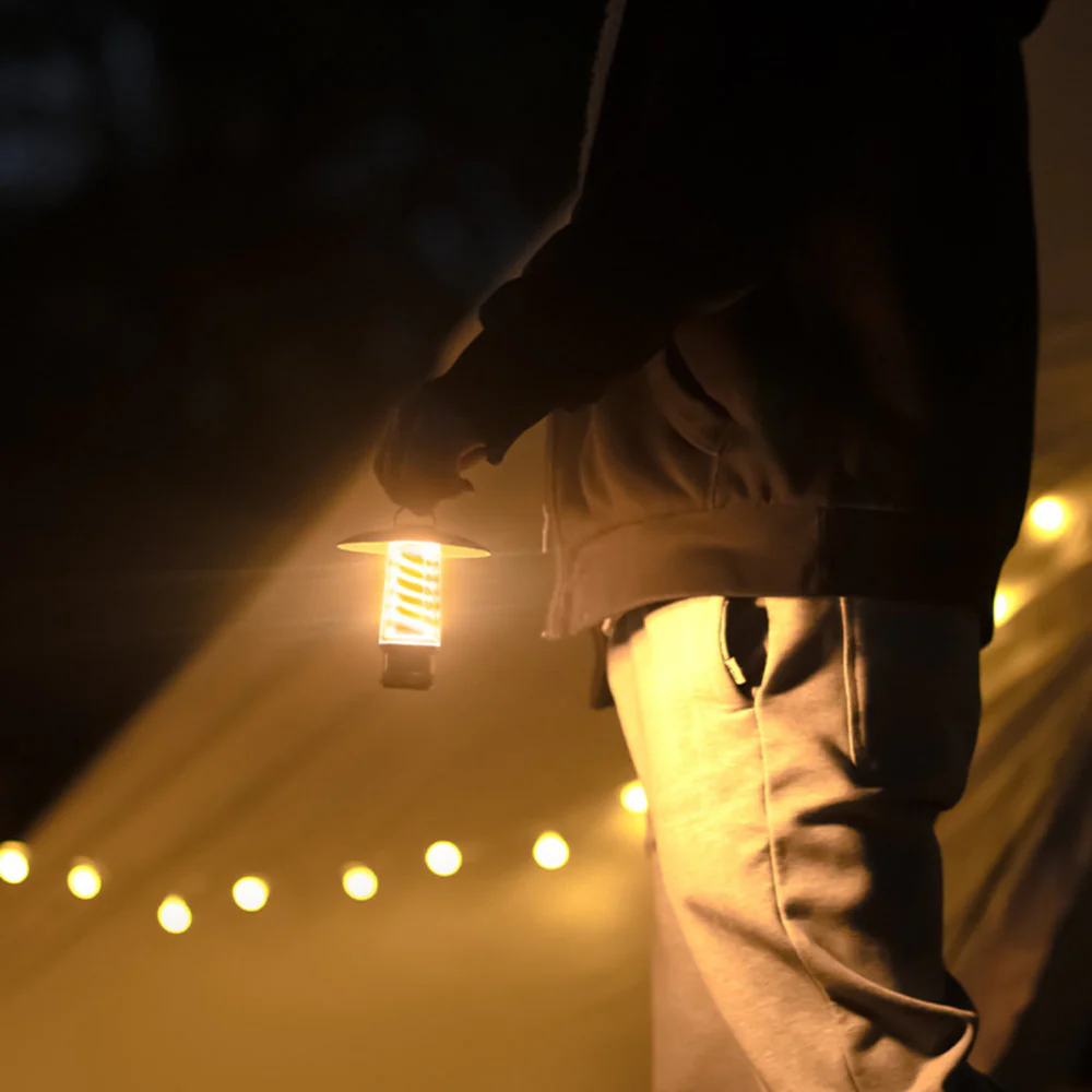 Rechargeable Outdoor Lantern with Warm Glow Coil - Metal Hanging Hook and Stand - Image 6