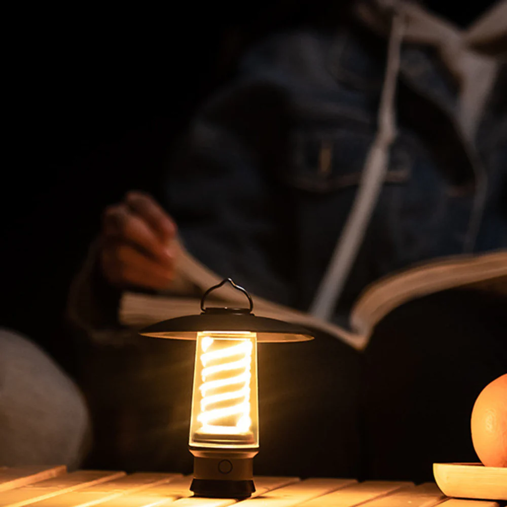 Rechargeable Outdoor Lantern with Warm Glow Coil - Metal Hanging Hook and Stand - Image 7