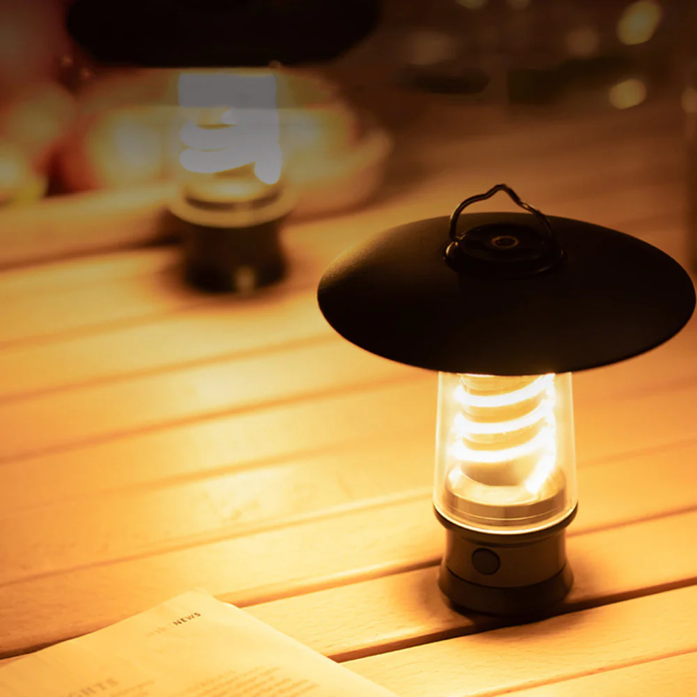 Rechargeable Outdoor Lantern with Warm Glow Coil - Metal Hanging Hook and Stand - Image 8