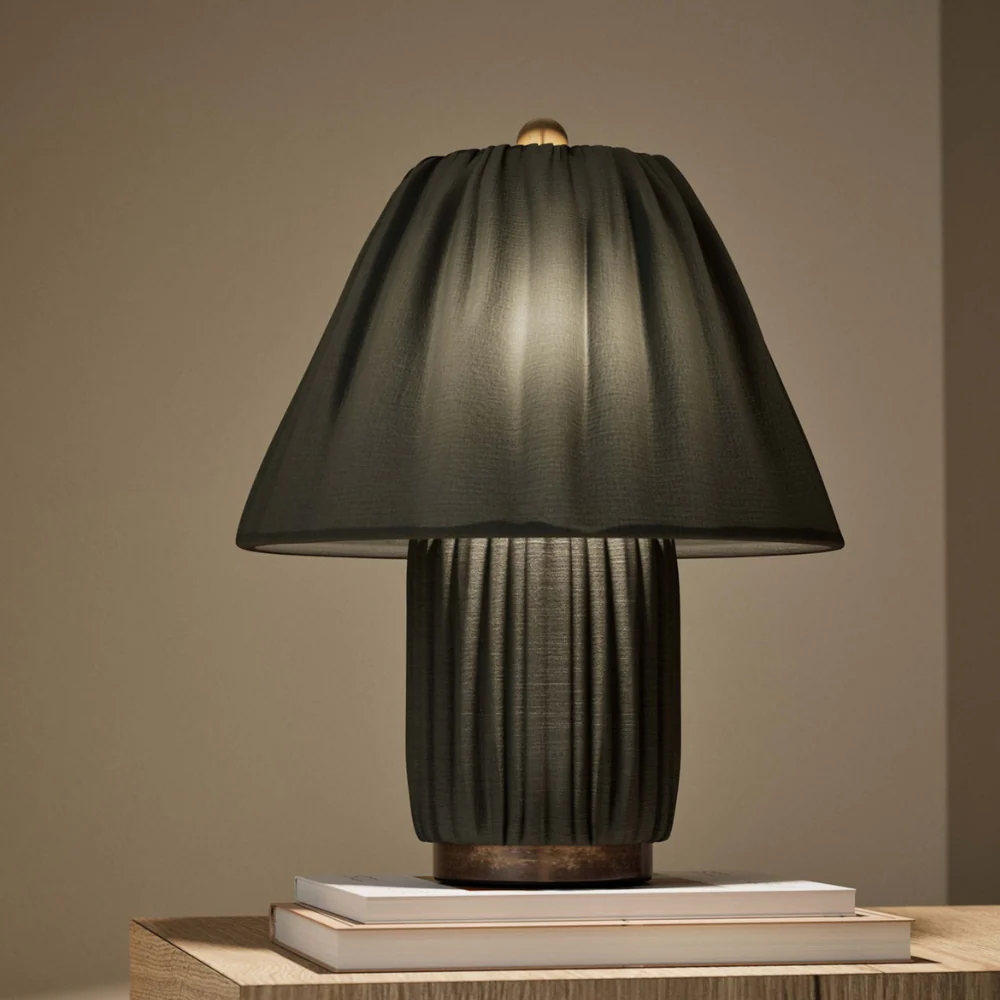 Retro Pleated Linen Table Lamp - Mid-Century Modern Boho Bedside Light - Image 11
