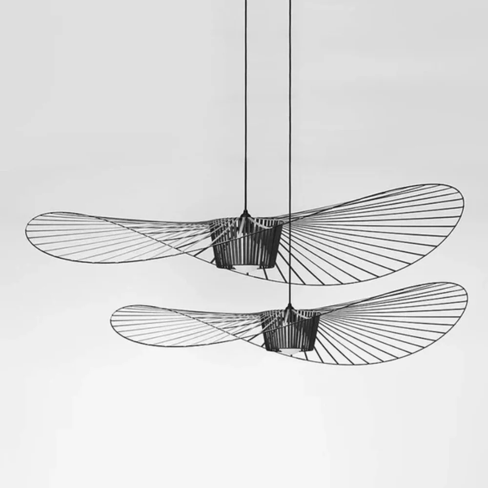 Ribbon Wave Pendant Light with Slotted Metal Frame - Modern Art Deco - Image 10
