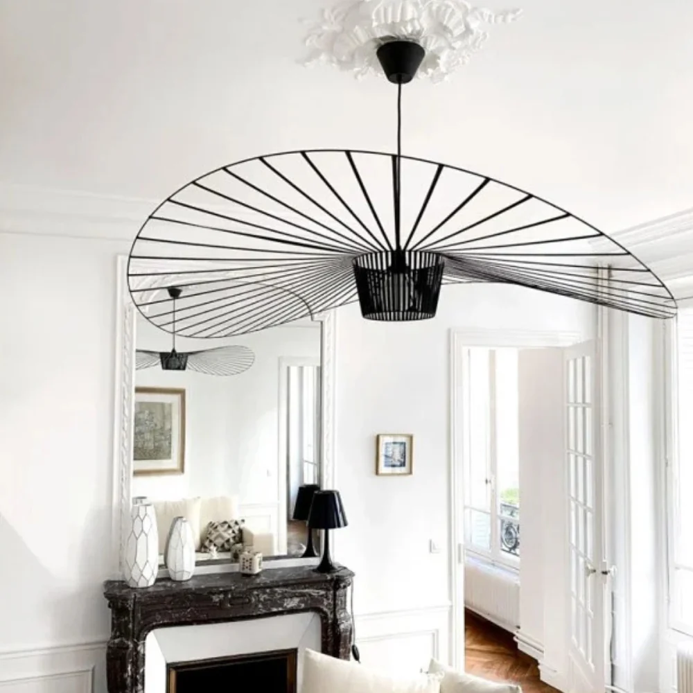 Ribbon Wave Pendant Light with Slotted Metal Frame - Modern Art Deco - Image 4
