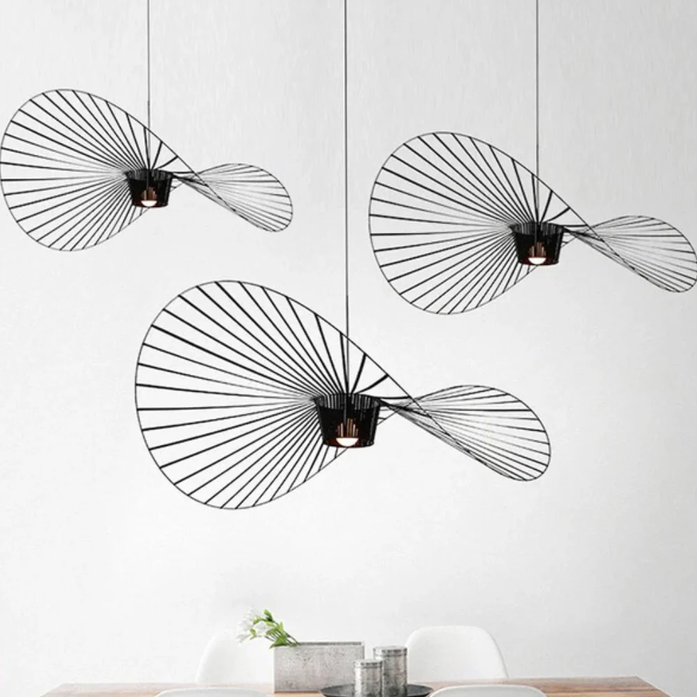 Ribbon Wave Pendant Light with Slotted Metal Frame - Modern Art Deco - Image 7