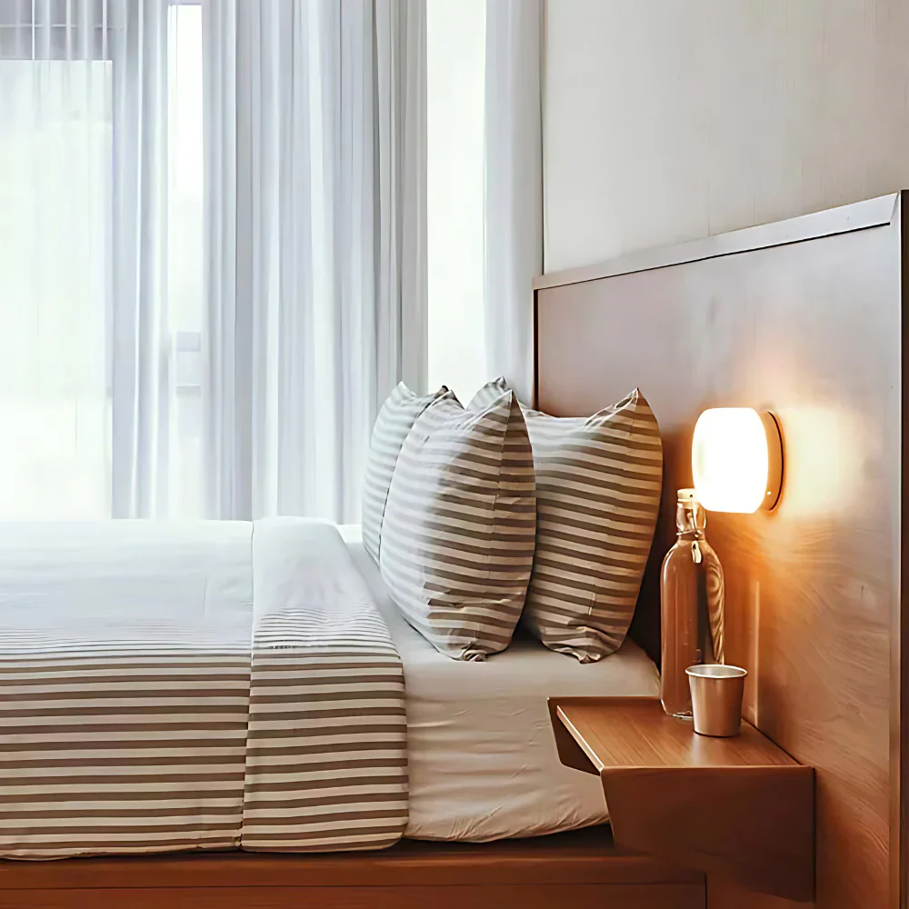 Round LED Wall Lamp with Textured Disk Shade - Modern Minimalist Sconce Light - Image 4
