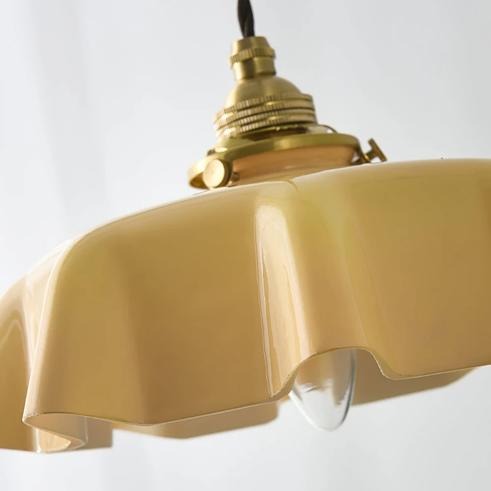 Scalloped Glass Pendant Light with Ruffled Shade - Vintage Floral Style - Image 13