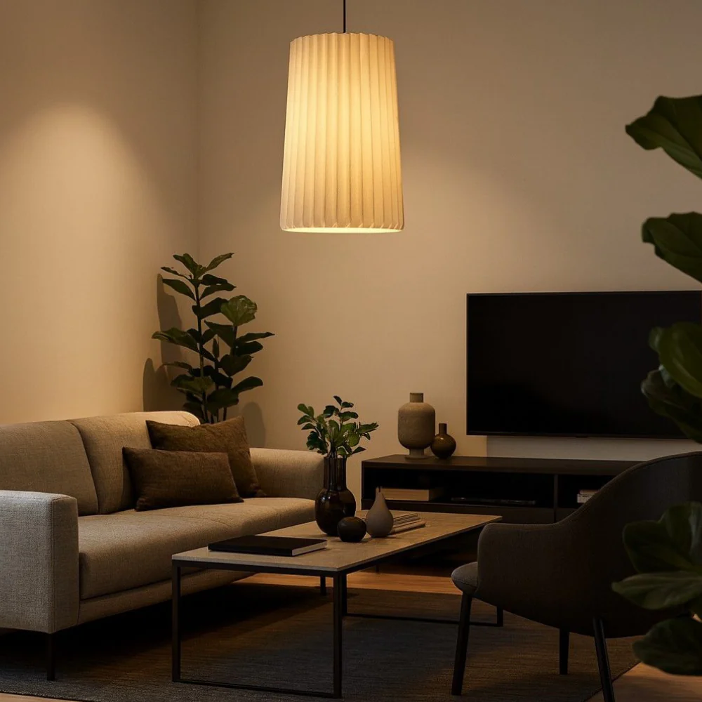 Scandinavian Pleated Paper Pendant Light - Modern Origami Hanging Lamp - Image 2