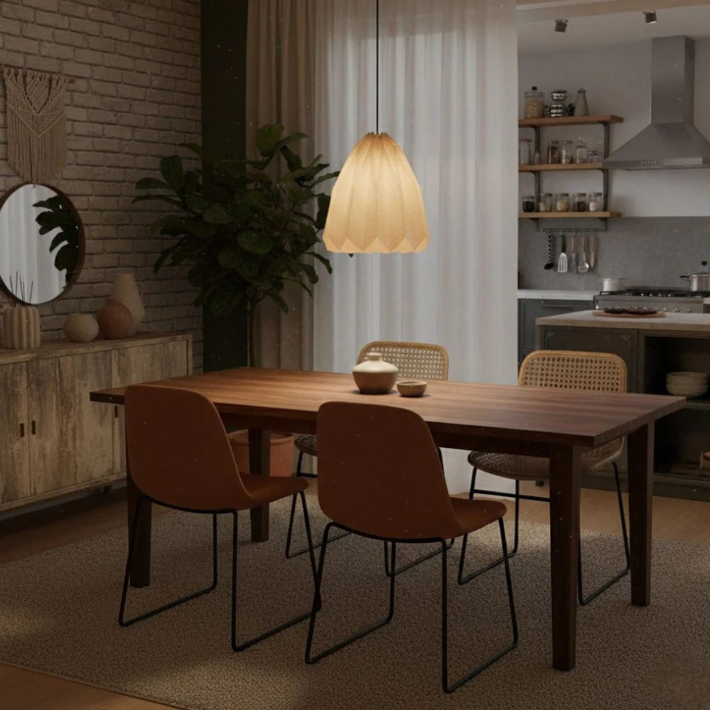 Scandinavian Pleated Paper Pendant Light - Modern Origami Hanging Lamp - Image 4