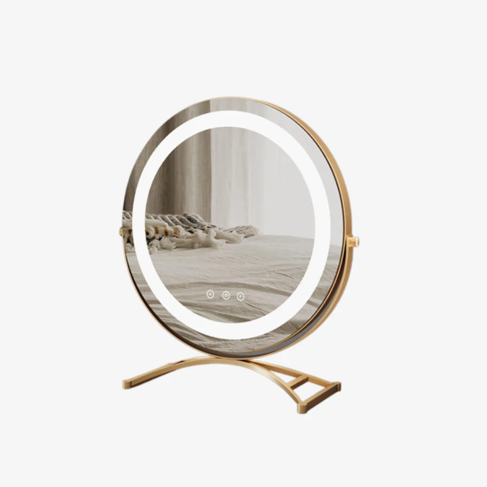 Smart Touch Lighted Makeup Mirror with 360° Rotation - Cordless Vanity Decor