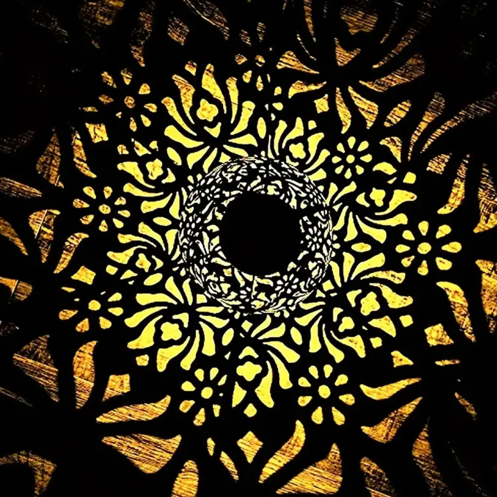 Solar Powered Lantern with Metal Floral Cutout Pattern - Boho Moroccan - Image 4
