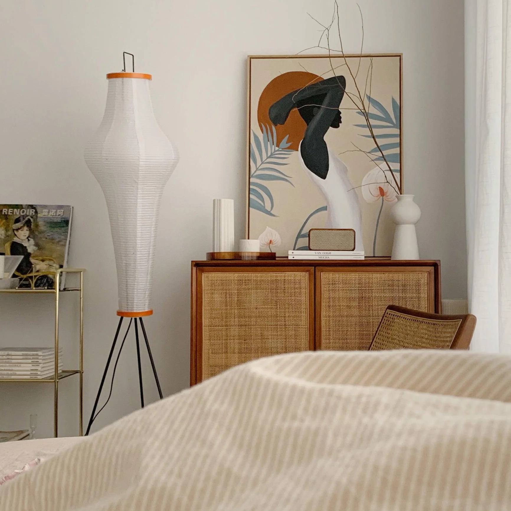 Spindle Mulberry Paper Floor Lamp - Image 3
