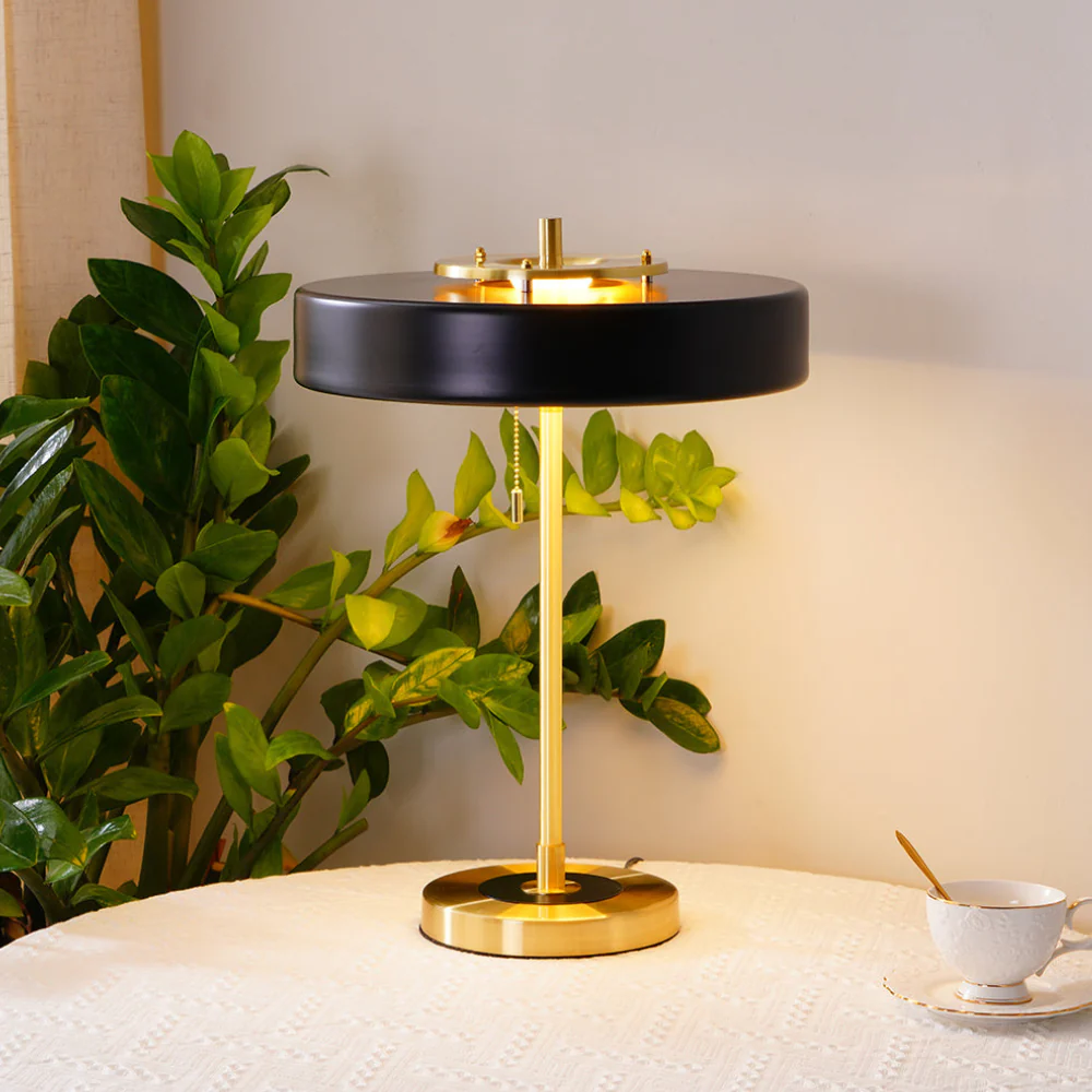 Spun Metal Table Lamp with Pull Chain and Acrylic Diffuser - Industrial - Image 30