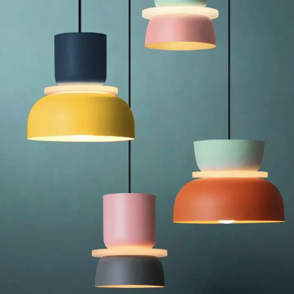 Stacked Bowl Hanging Lamp with Matte Finish - Nordic Geometric Style - Image 5