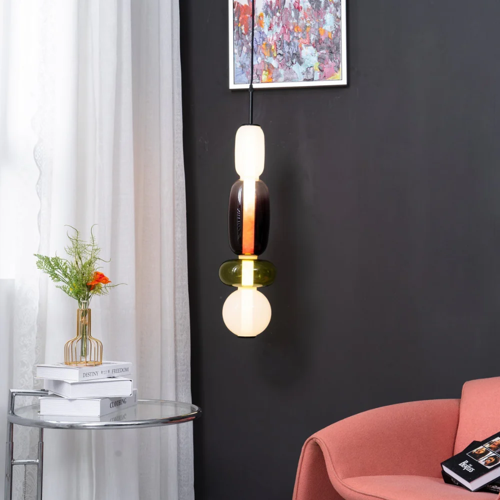 Stacked Glass Pendant Light with Geometric Tiers - Art Deco Style - Image 16