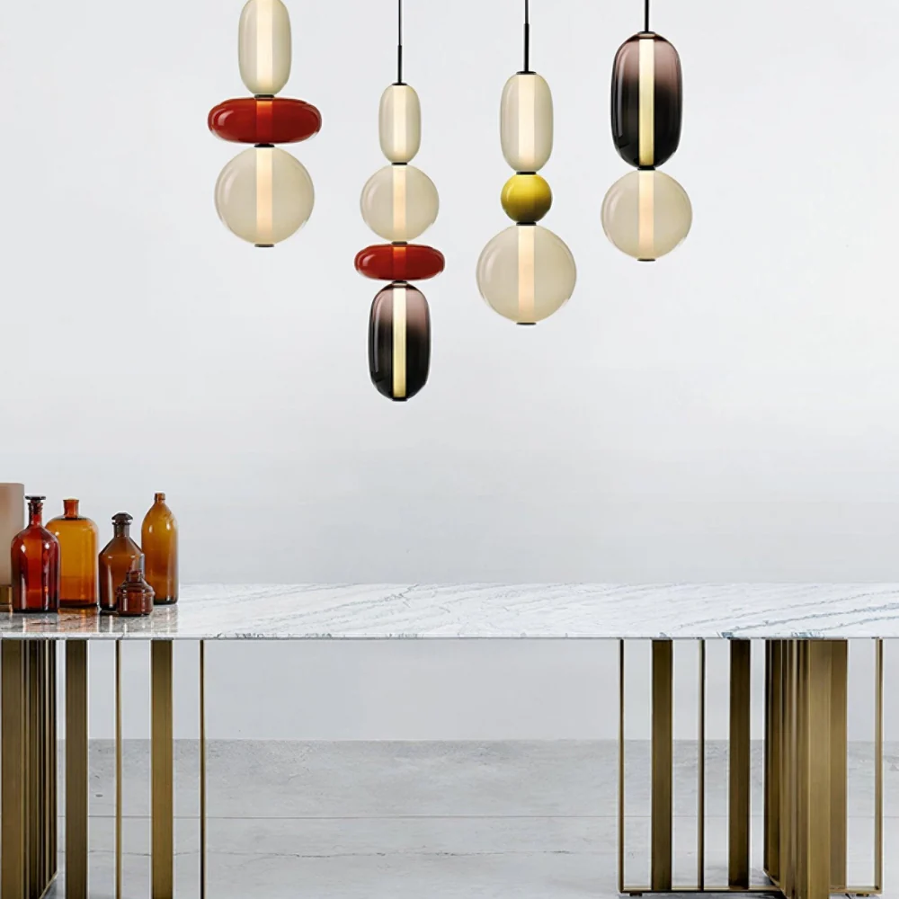 Stacked Glass Pendant Light with Geometric Tiers - Art Deco Style - Image 18