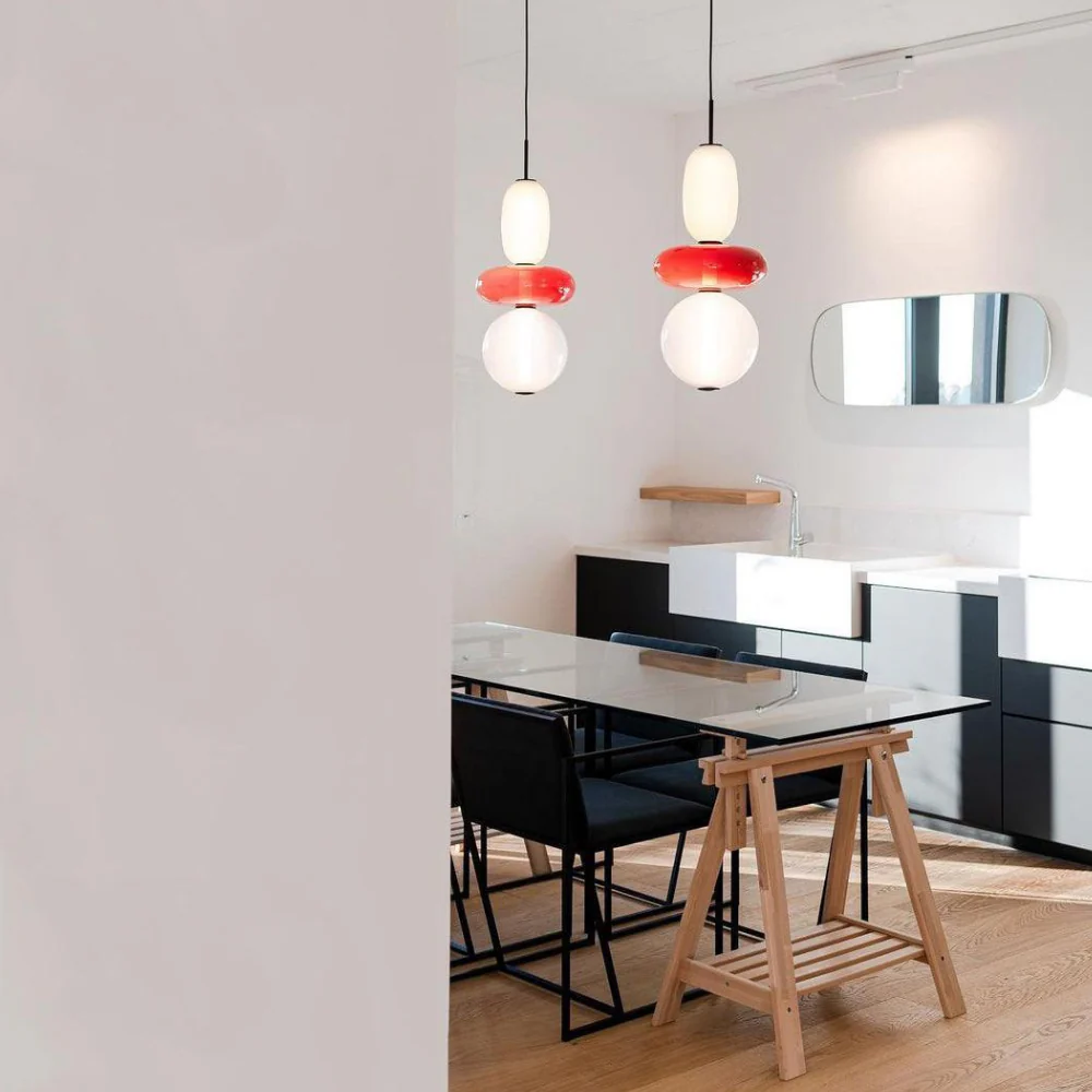 Stacked Glass Pendant Light with Geometric Tiers - Art Deco Style - Image 19
